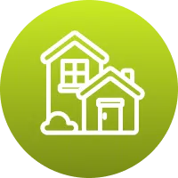 Icon representing tree removal to protect homes from falling limbs.